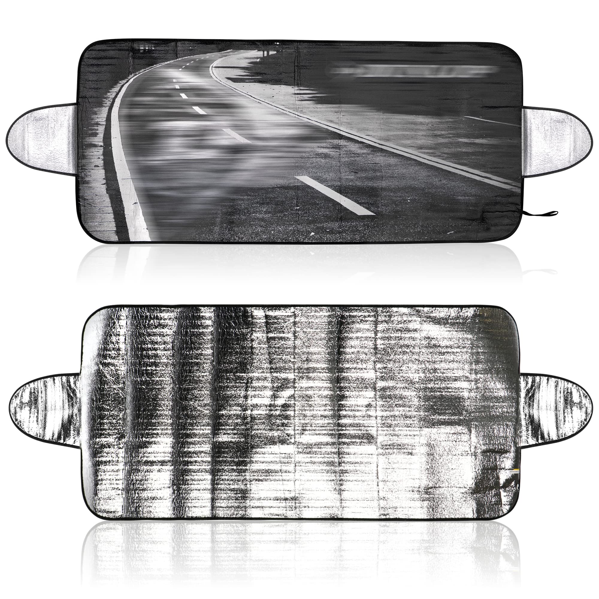 COM-FOUR® 2x Cover for the windscreen in winter - Car frost cover windscreen - Front screen cover for the car against the sun - Car heat shield