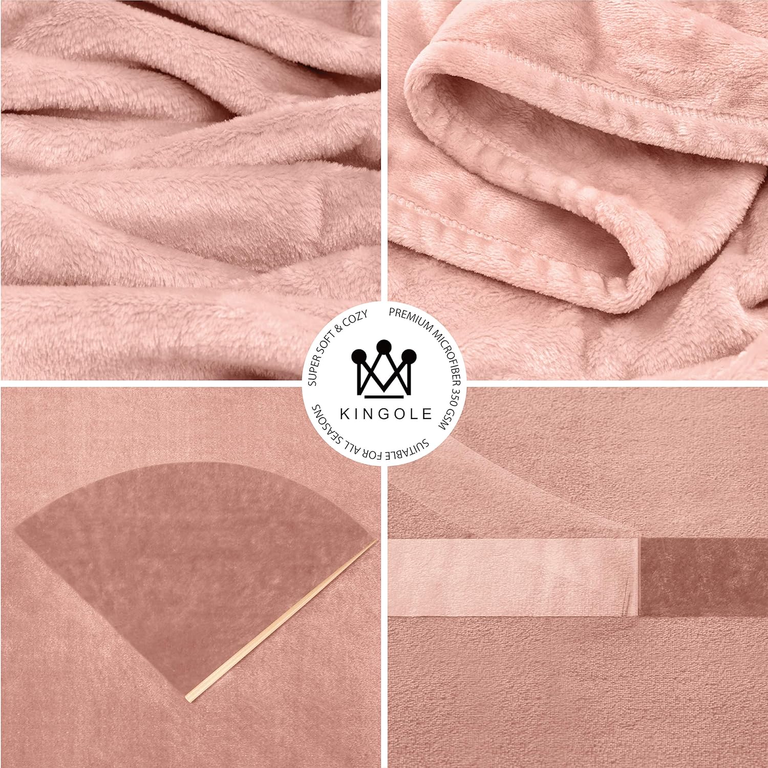 Kingole Flannel Fleece Microfiber Throw Blanket, Luxury Timid Pink Travel/Throw Size Lightweight Cozy Couch Bed Super Soft and Warm Plush Solid Color 350GSM (50 x 60 inches): Home & Kitchen