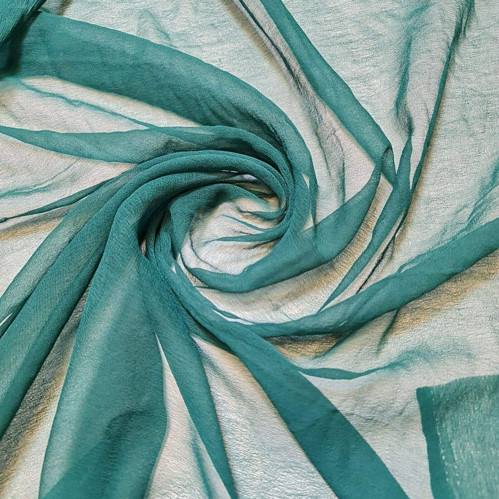 100% Polyester Moss Crepe Chiffon Sheer Decor Drape Dress Fabric 44" (5 Meter, Jade)