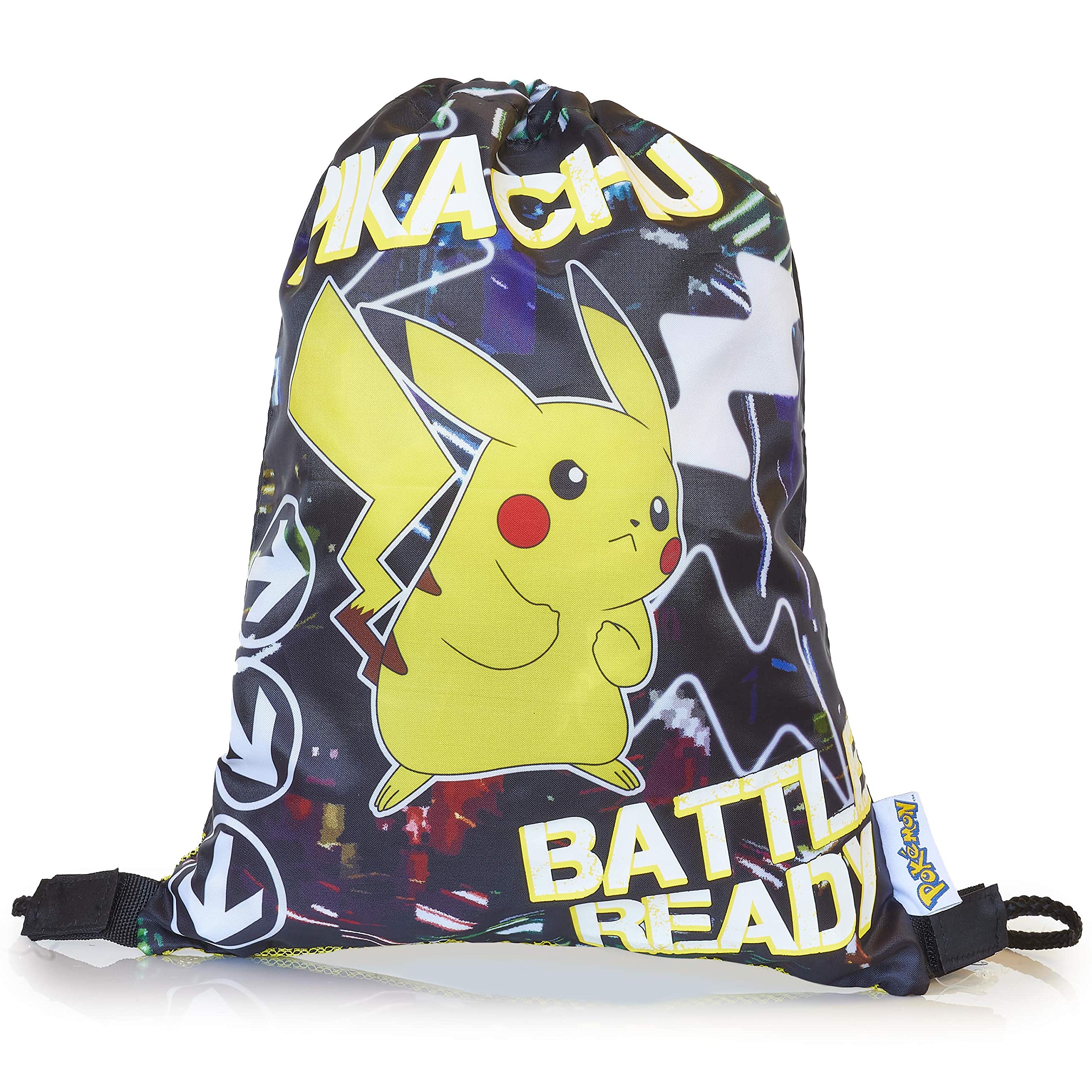 Pokemon Glow In The Dark Drawstring Gym Bag Pikachu School Sack PE Kit Kids Teens Swim Bag