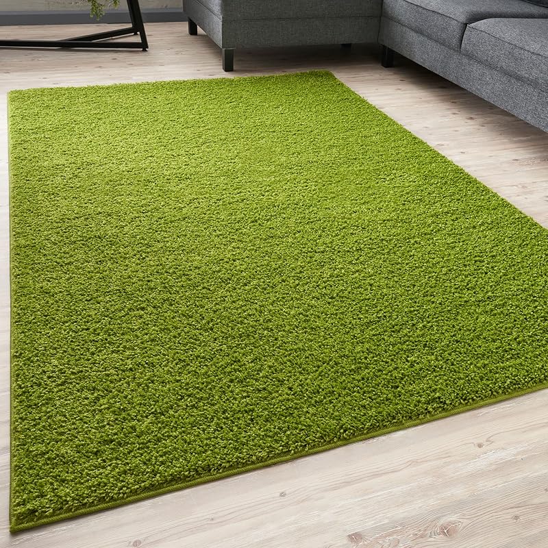 THE RUGS Living Room Shaggy Rug 60x110 cm Green 30 mm Thick