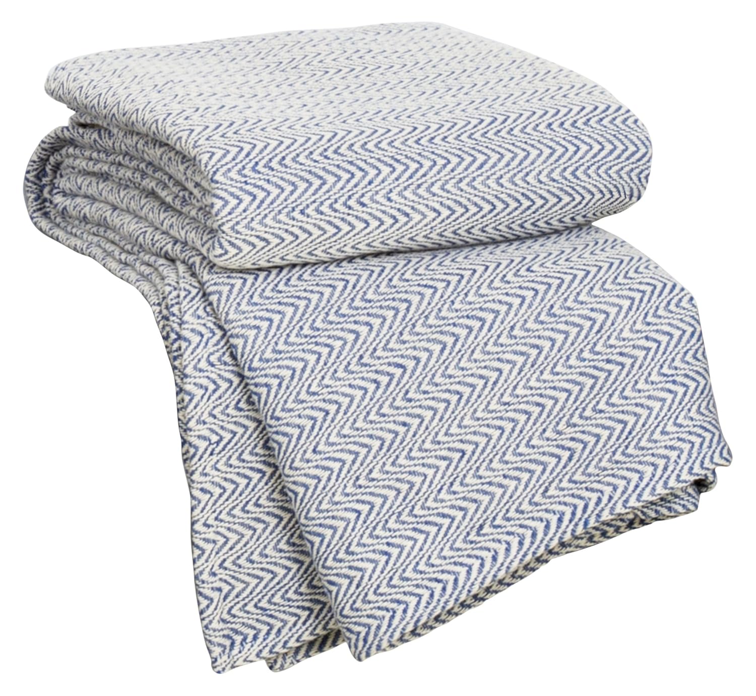 Lavish Home Chevron 100Percent Egyptian Cotton Blanket King Blue