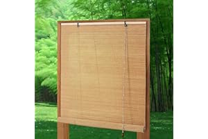 SOULITEM Bamboo Roller Shades Roman Shades for Window: Bamboo Blinds for Interior Windows and Outdoor Patio,Roll Up Blinds for Indoor Porch Light Filtering Sunshade,Easy to Install 28" W X 48" H
