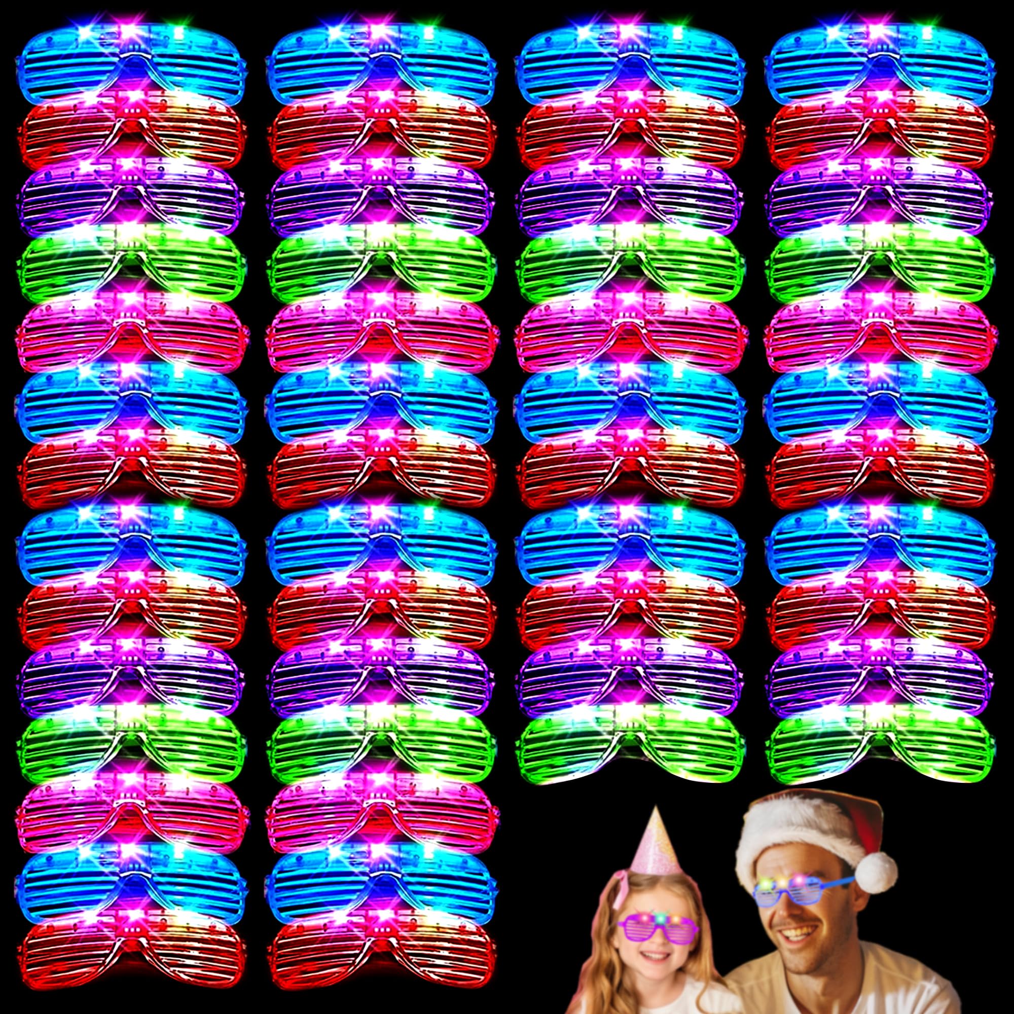 Photo 1 of Zaaaslsm 40 Pack Led Glasses,Light Up Glasses,Glow Glasses Glow In The Dark Party Supplies Suitable For Kids/Adults, Rave neon Flashing Party For Birthday Mardi Gras New Year's Eve Decoration