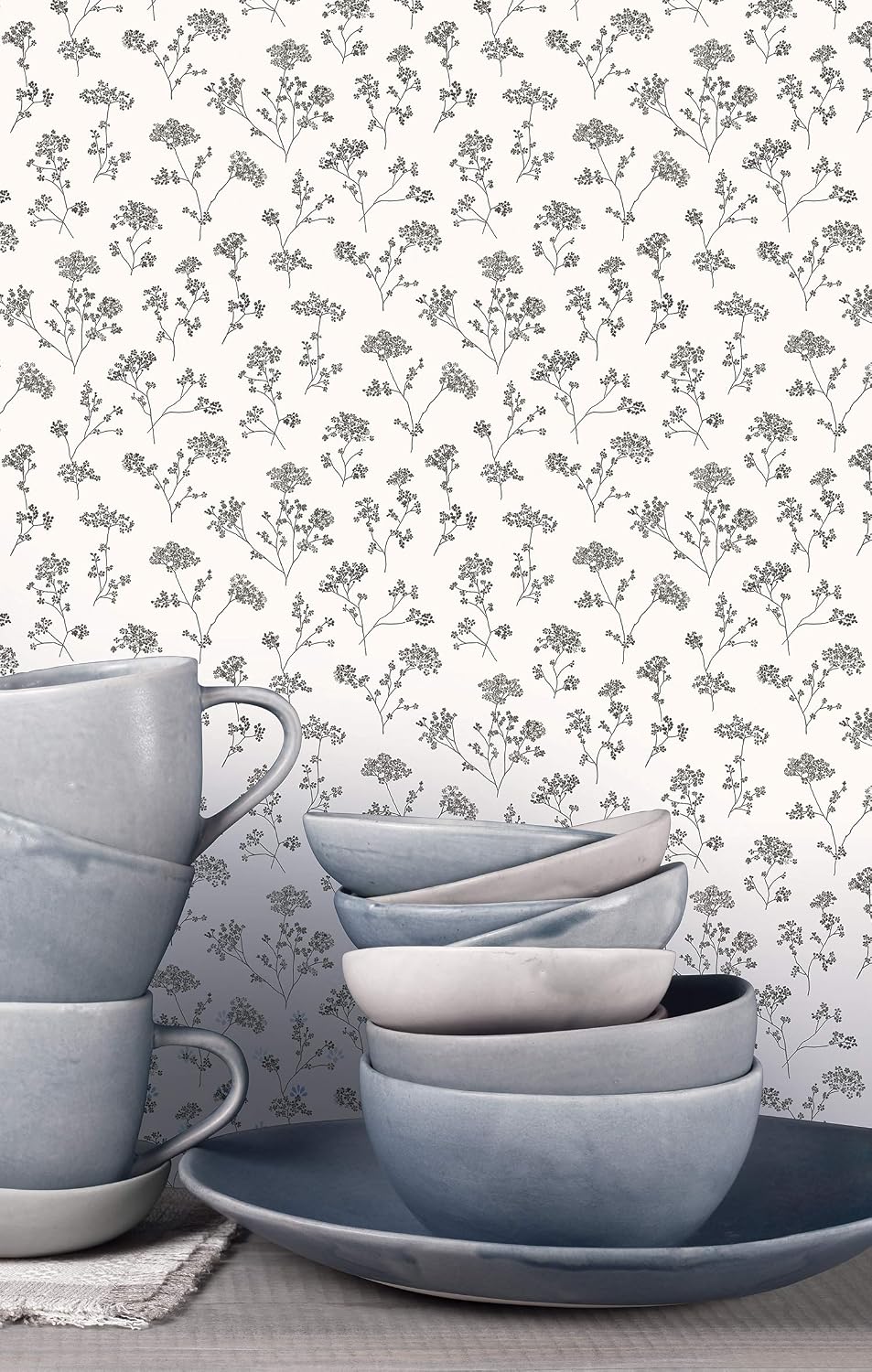 Galerie G67870 Miniatures 2 Cow Parsley Flower Design Wallpaper, Black/White, 10m x 53cm - Image 3