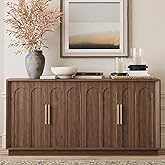 FORTUNETEC Sideboard Buffet Cabinet with Storage, Mid Century Modern Accent Cabinet with Arched Doors, Modular Media Console,