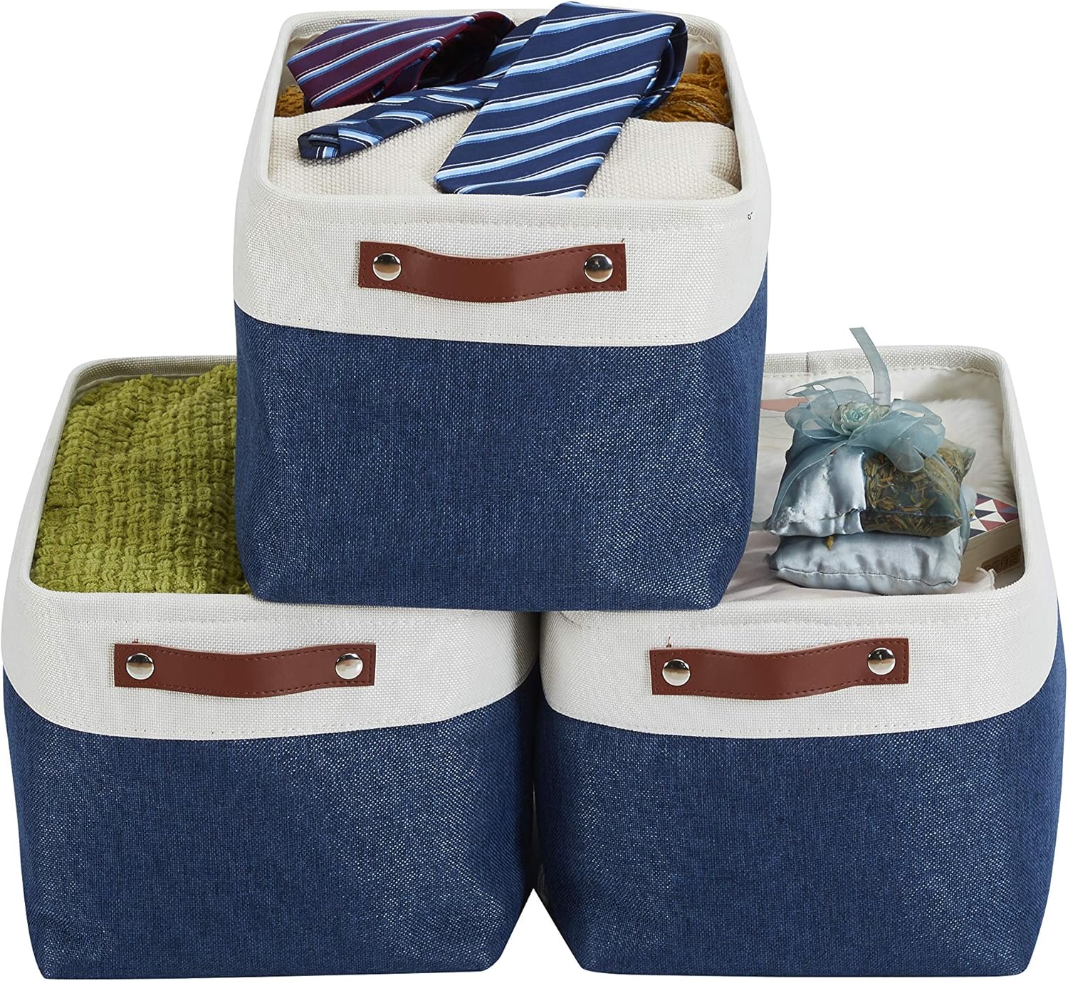 Foldable Storage Bin Rugged Canvas Fabric Cube Container