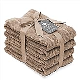 Mellow Buff 100% Cotton Terry Dish Towels, 4 Pack Plain, 16 x26 Inches, Super Soft and Absorbent Kitchen Towels, Perfect for Kitchen Cleaning and Dish Washing | Tan