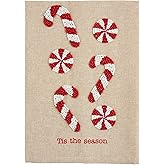 Mud Pie Christmas Bead Towel, Candy Cane, 21" x 14"