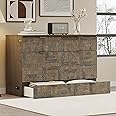 Harper & Bright Designs Queen Size Murphy Bed, Queen Cabinet Murphy Bed with Charging Station and Large Storage Drawer, Foldable Murphy Bed for Home Office/Living Room, Brown