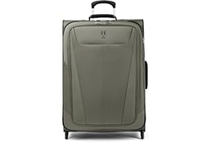 Travelpro Maxlite 5 Softside Expandable Upright 2 Wheel Checked Luggage, Lightweight Suitcase, Men and Women, Slate Green, Checked Medium 26-Inch