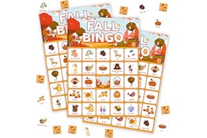 TRANFVGING Autumn Bingo Games for Adults, Fall Thanksgiving Party Bingo Game Card Set, Fall Parties Game Supplies Activities, Autumn Holiday Favors for Family Friends Large Group -30