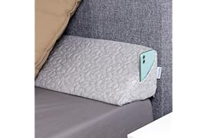 EPHEDORA Triangle Bed Wedge Pillow for Headboard Gap (0-8") - Fills The Gap Between Mattress and Headboard - Bed Gap Filler Queen Size - Grey