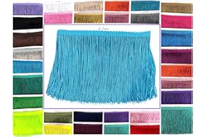 SEW TRENDS 10 Yards of 4" Long Chainette Fringe Thread Yarn Tassel Trim Braid Fringe for Crafts Sewing and Decor-Sky Blue