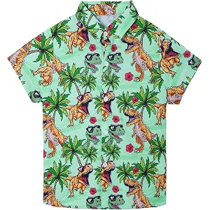 EoBeKee Boys Hawaiian Shirt Kids Button Down Aloha Beach Hawaii Tops 5-14Y | Quick Dry, Breathable, Cooling & Lightweight, Fo
