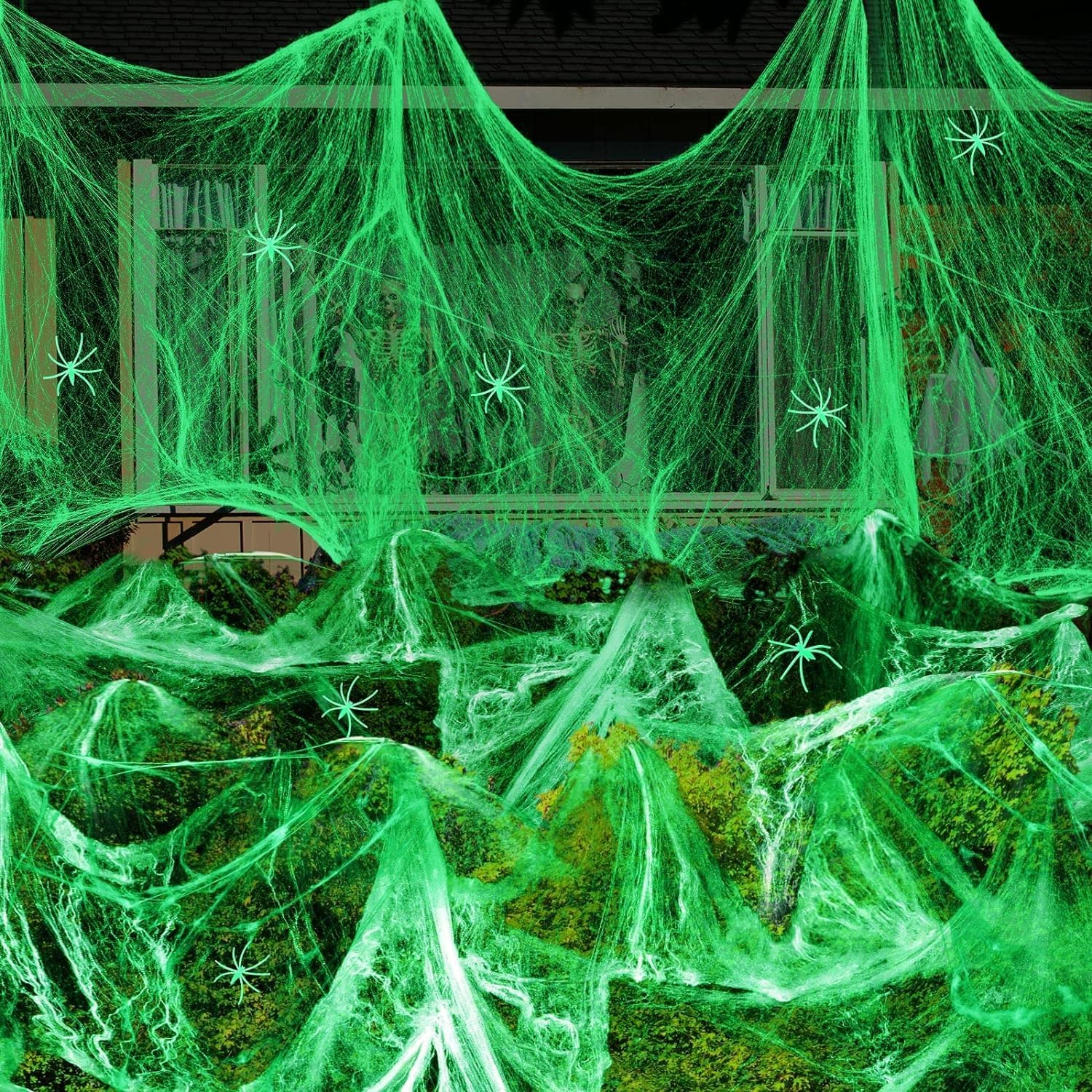 sanjianke-fs Halloween Glow in The Dark 200g Spider Webs and 20Pcs Fake Glow Spiders and 20Pcs Fake Spiders, Spider Web Decoration White Stretch Cobwebs for Creepy Halloween Party Indoor Outdoor