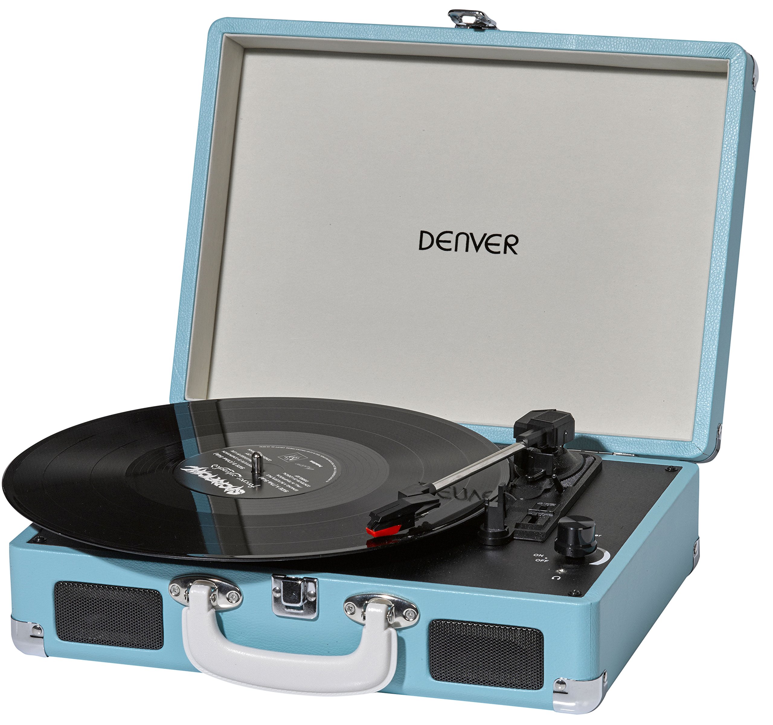 Denver Electronics 3 Speed Vinyl Record Player with USB, record to MP3, AUX IN for phone/tablet, RCA Out, Stereo Speakers