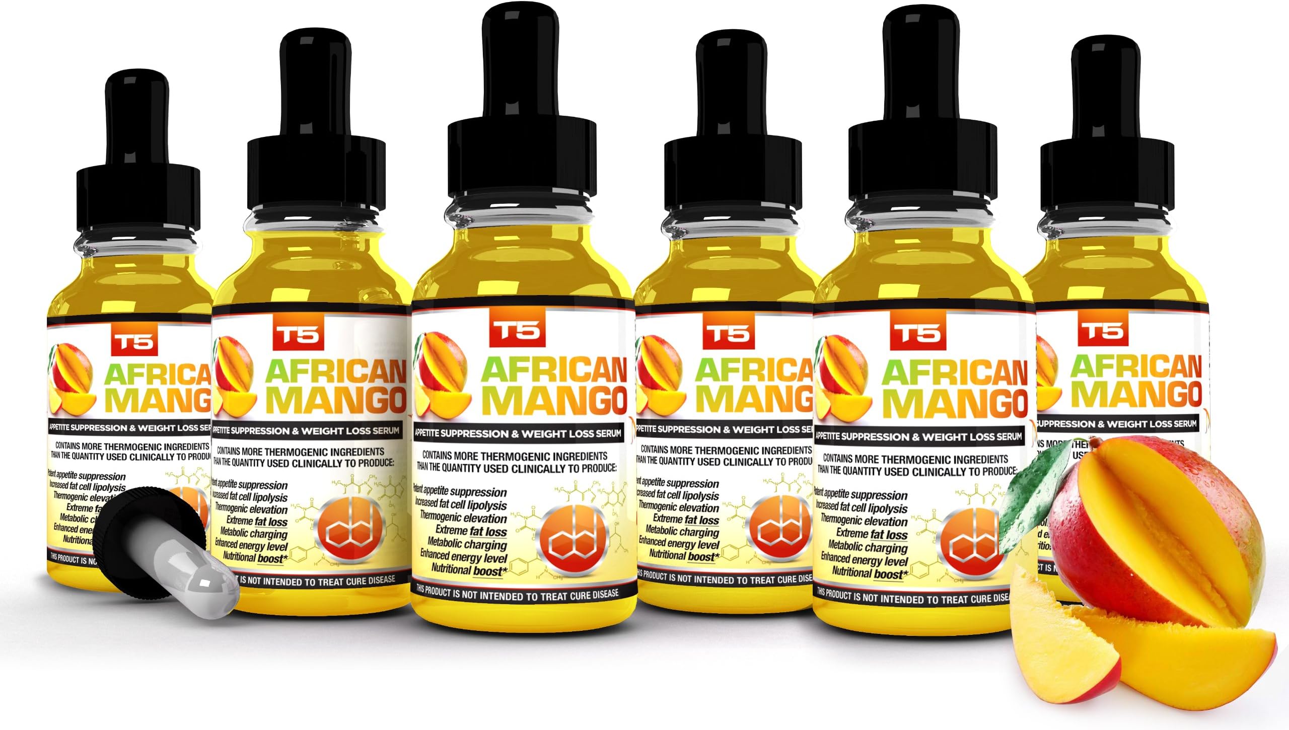 x6 T5 African Mango Serum : Extra Strong T5 Fat Burners & Pure African Mango Blend (6 Month Supply)