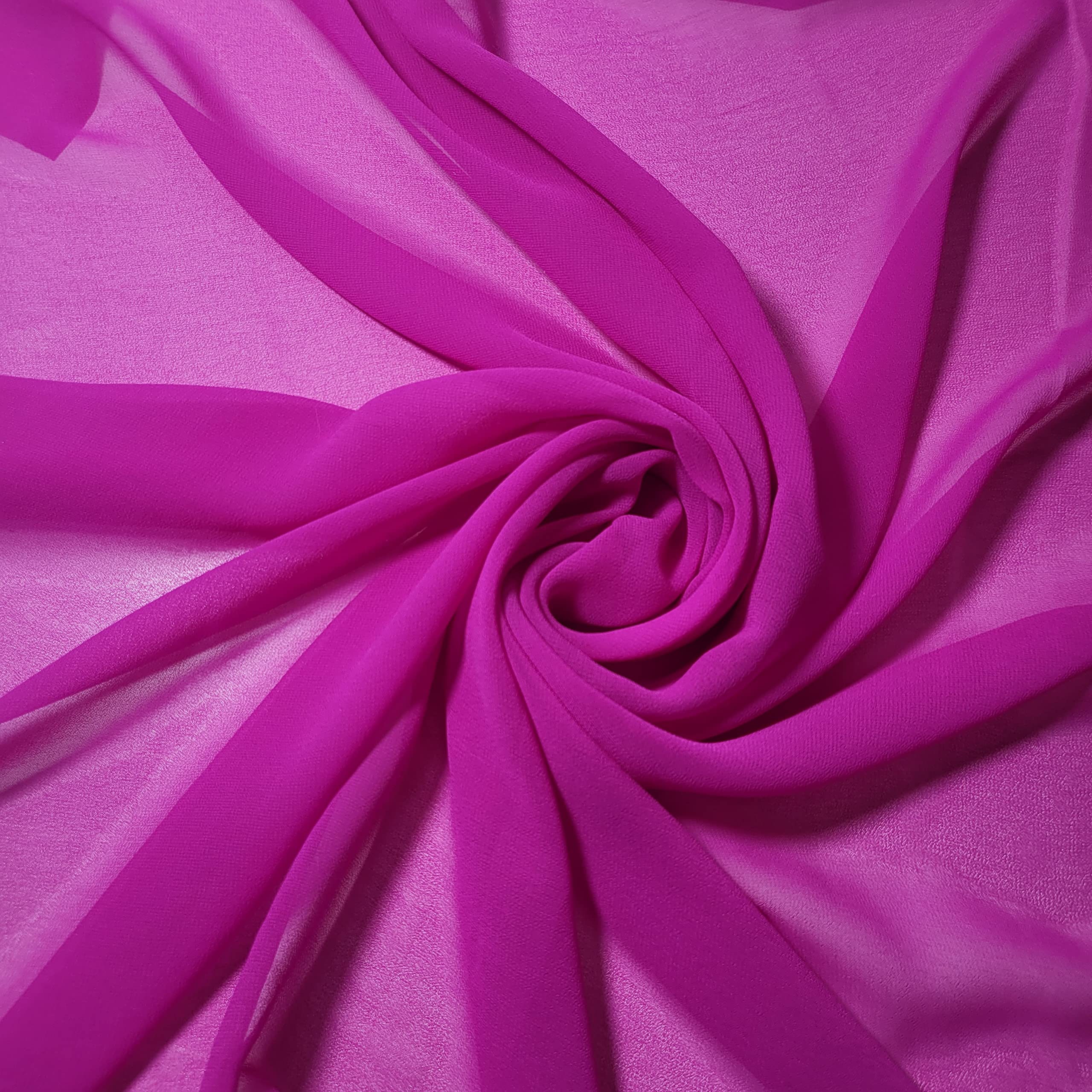 Chiffon Sheer Fabric Plain Soft Polyester Wedding Arch Dress Craft Material 44" (2 Meter, Bright Pink (57))
