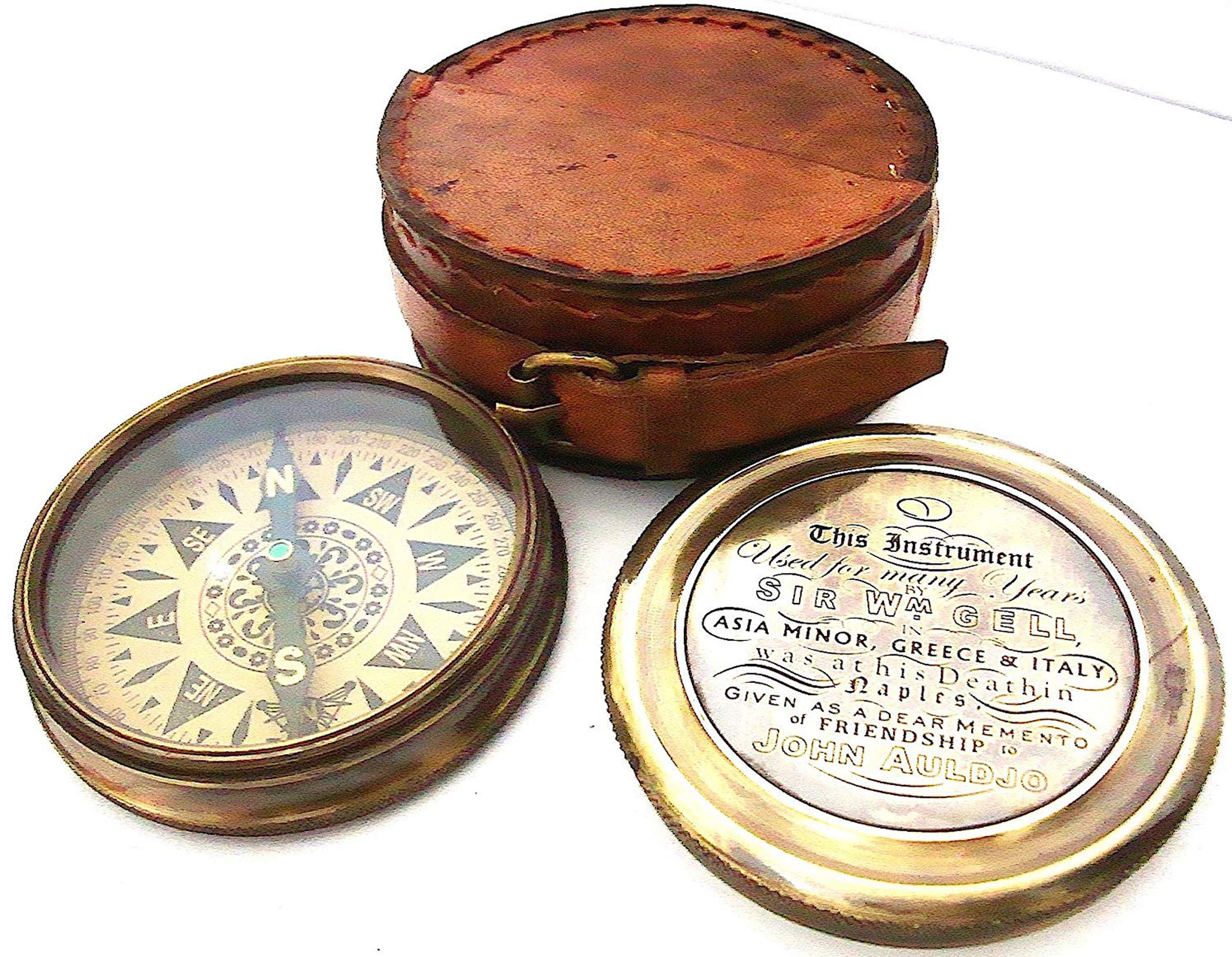Collectable Brass Compass with Leather Case