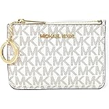 Michael Kors Jet Set Travel Small Top Zip Coin Pouch with ID Holder - PVC Coated Twill (Vanilla)
