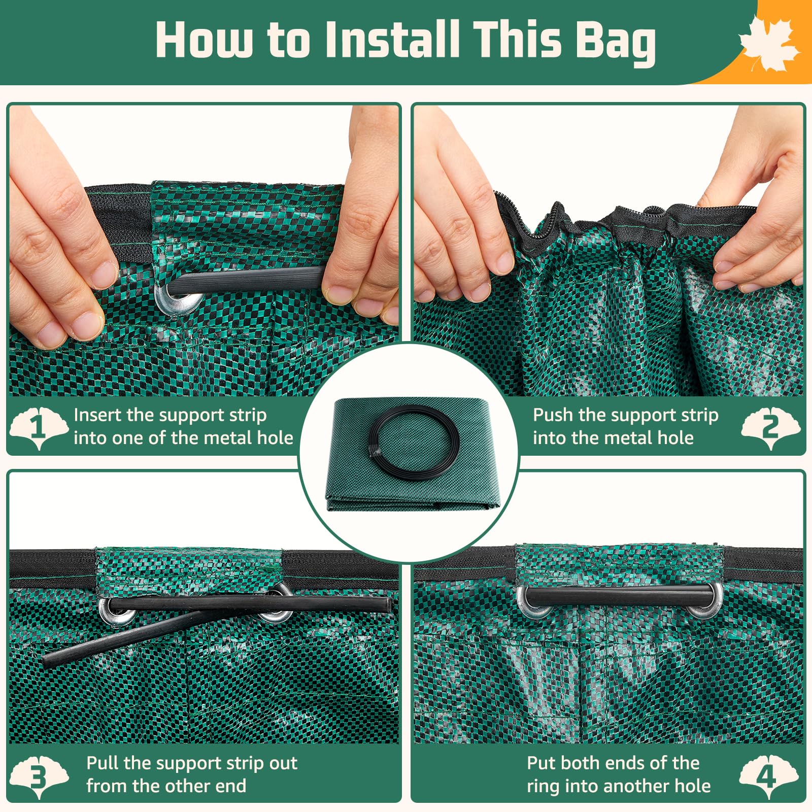 Enbagold 3X 120L Gartenabfallsack Stabil, Laubsack mit Deckel und Griffen Gartensack Groß, Gartenabfallsäcke Gartensäcke Grünschnittsack, Selbststehend Grünschnittsäcke, Abfallsack für Gartenabfälle 5