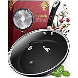 Frying Pan with Lid - 12 Inch Frying Pans Nonstick Skillet Pan Nonstick Frying Pan Skillets Nonstick with Lids Non Stick Pan 