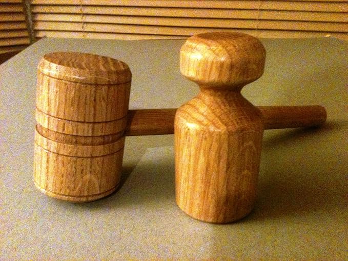 Hand Crafted 2 Gavel Set Hand Gavel plus Palm Gavel Solid Oak