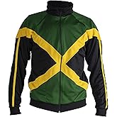 JL Sport Jamaica Proud Power Authentic Jamaican Long Sleeved Reggae Zip-Up Jacket - Unisex (Black, Green and Yellow)