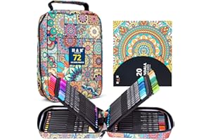 H & B Colored Pencils Set with Mandala Coloring Book, Eraser, and Sharpener - Perfect for Drawing and Coloring - Soft Oil-Based Cores Ideal (72)
