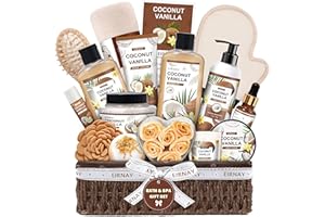 EIRNAY Christmas Gifts For Women - 16 PCS Birthday Gift Basket for Women Set of Coconut Vanilla Self Pampering Set, Includes Luxurious Home Spa Shower Gel Bubble Bath