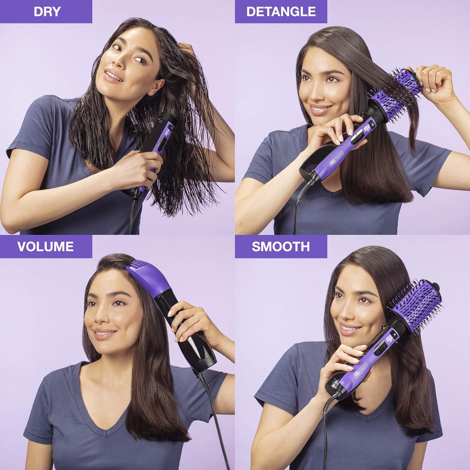 INFINITIPRO BY CONAIR All-in-One Dryer Brush, Wet / Dry Styler, Hair Dryer and Volumizer Hot Air Brush, Hot Air Brush with The Knot Dr.  Flexalite Bristles for painless detangling : Beauty