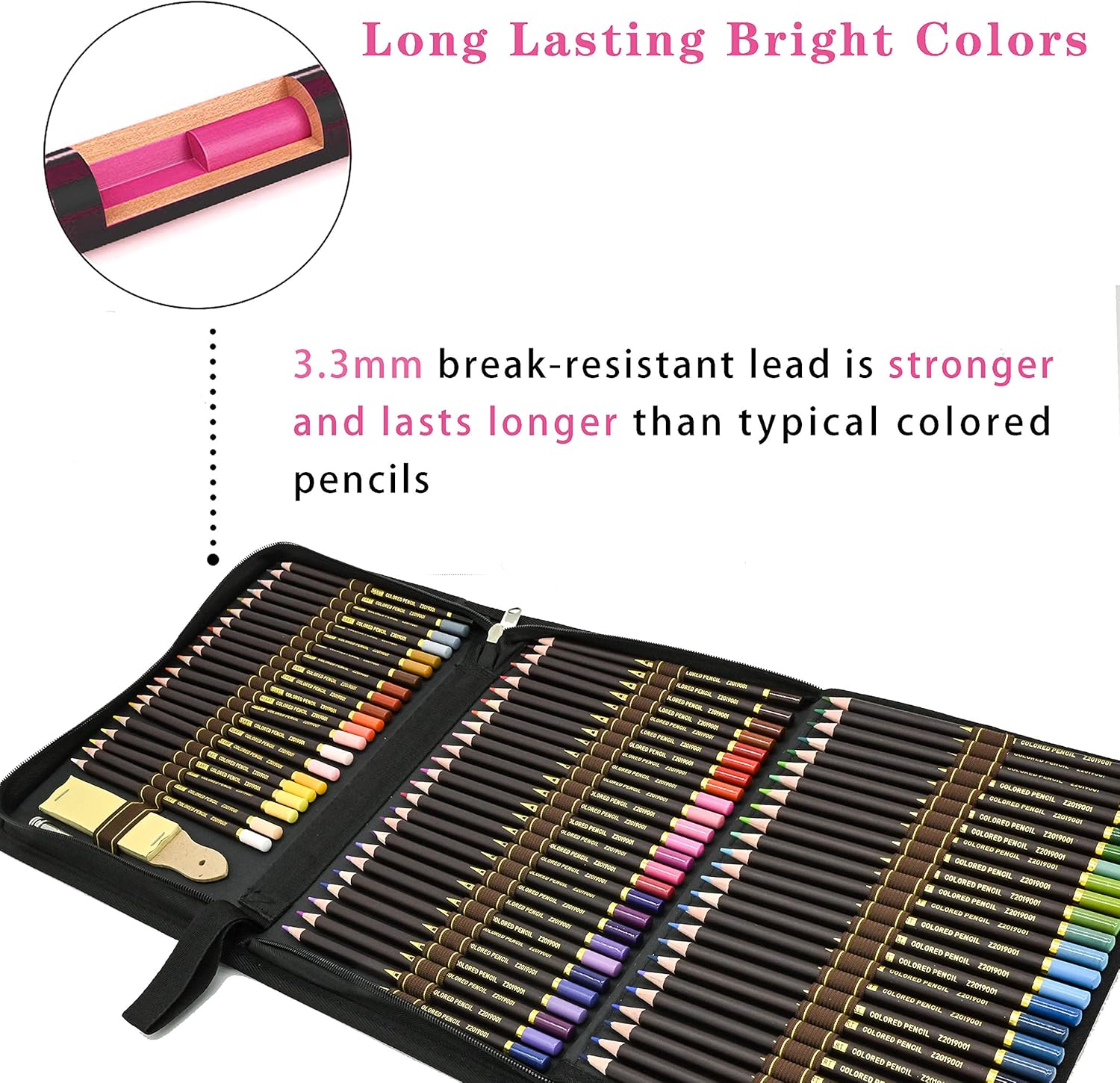 ZZONEART 96 Colored Pencils With Professional Graphite and Charcoal Pencils - Image 5