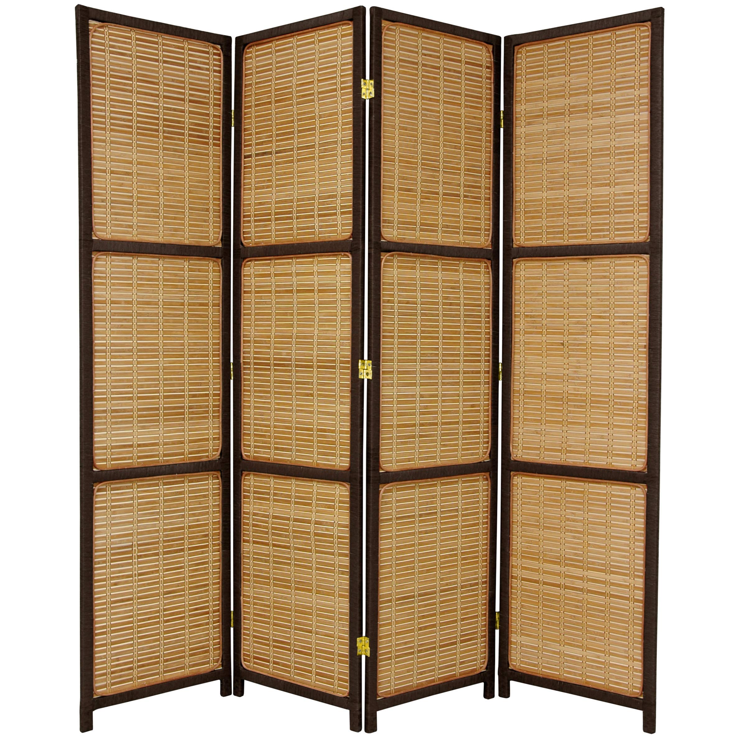 Photo 1 of **MAJOR DAMAGE. SELLING FOR PARTS**Red Lantern 6 ft. Tall Woven Accent 4 Panel-Dark Brown Room Divider