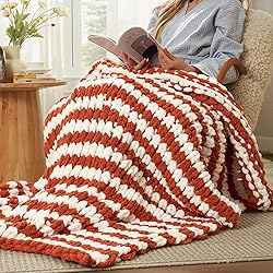 Amélie Home Chunky Knit Blanket Throw, Thick Soft