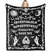 LNKRFRPA Ouija Board Blanket 60"x50", Goth Witchy Birthday Gifts for Women/Men, Spooky Gifts, Sun and Moon Print Decoration for Home Bedroom Living Room Dorm Chair Halloween Gothic Throw Blanket