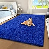 Cerulume Blue Fluffy Shag Area Rug for Bedroom Living Room Boys Kids, 4x6 | Ultra Soft Comfy, Fuzzy Shaggy Plush Carpet for Nursery Girls Teen Dorm, Modern Indoor Home Decor, Upgrade Non-Slip