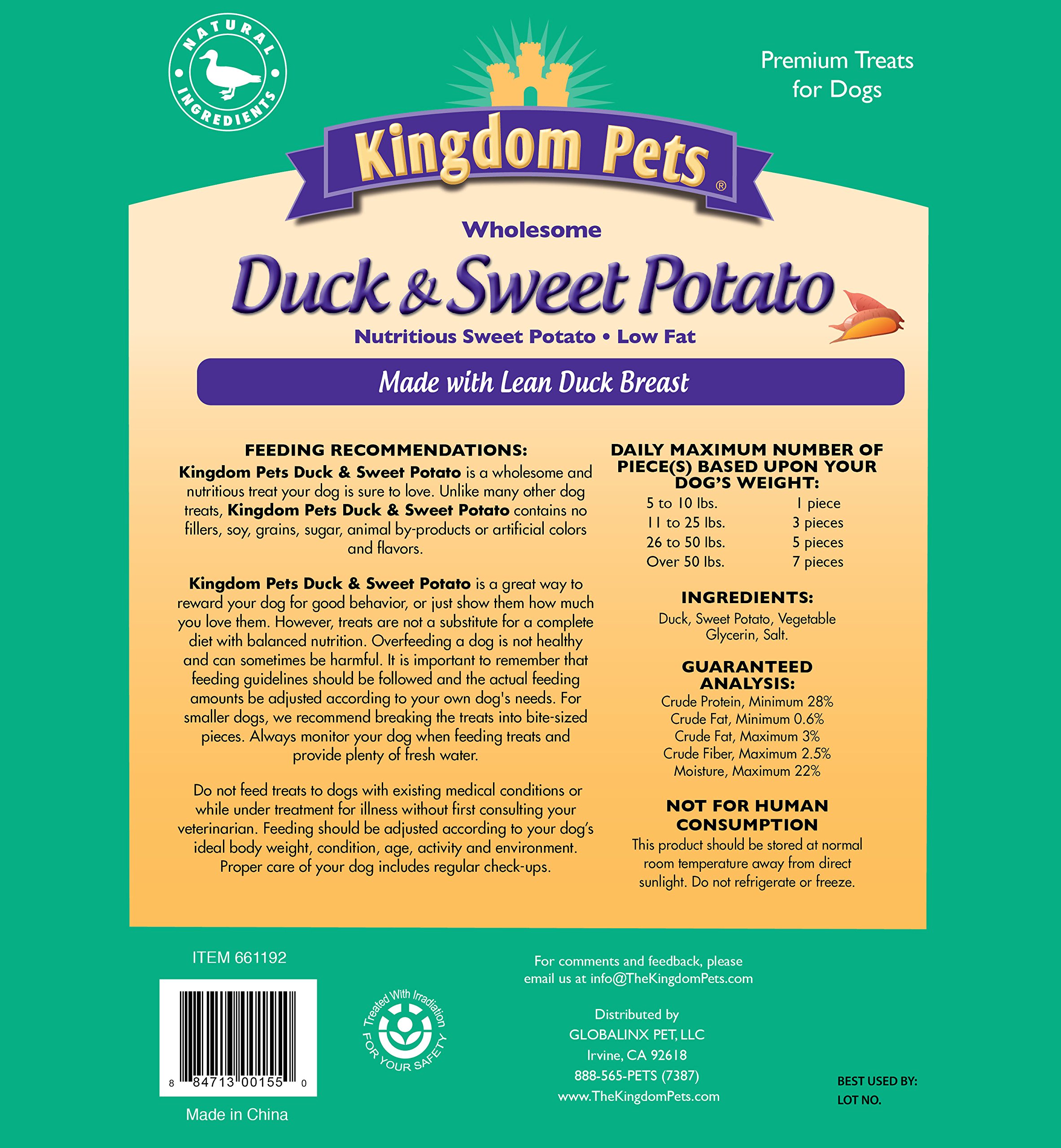 Kingdom Pets Premium Dog Treats, Duck and Sweet Potato Jerky Twists, 48
