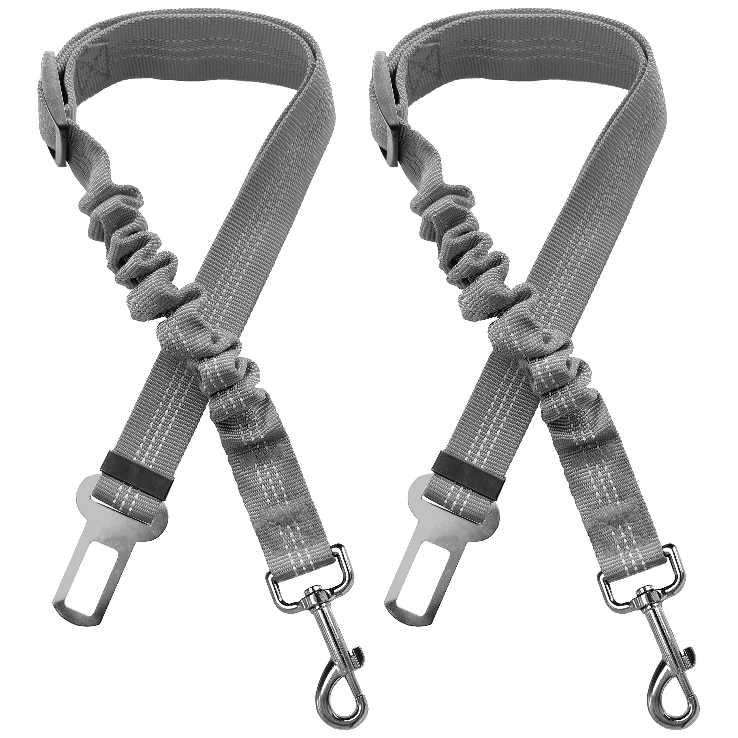 Xundefeng 2x Grey Dog Seat Belts for Cars UK Dog Car Harness Seat Belt Dogs Seatbelt Clip Lead
