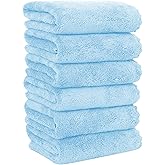 MOONQUEEN 6 Pack Premium Hand Towels - Quick Drying - Microfiber Coral Velvet Highly Absorbent Towels - Multipurpose Use as Hotel, Bathroom, Shower, Spa, Hand Towel 16 x 28 inches (Aquamarine)