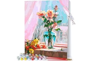 Opalberry Paint by Numbers for Adults Framed - Adults' Paint-by-Number Kits on Canvas - Paint by Numbers for Adults with Frame - DIY Painting by Numbers for Adults - Paint by Numbers Canvas Flowers