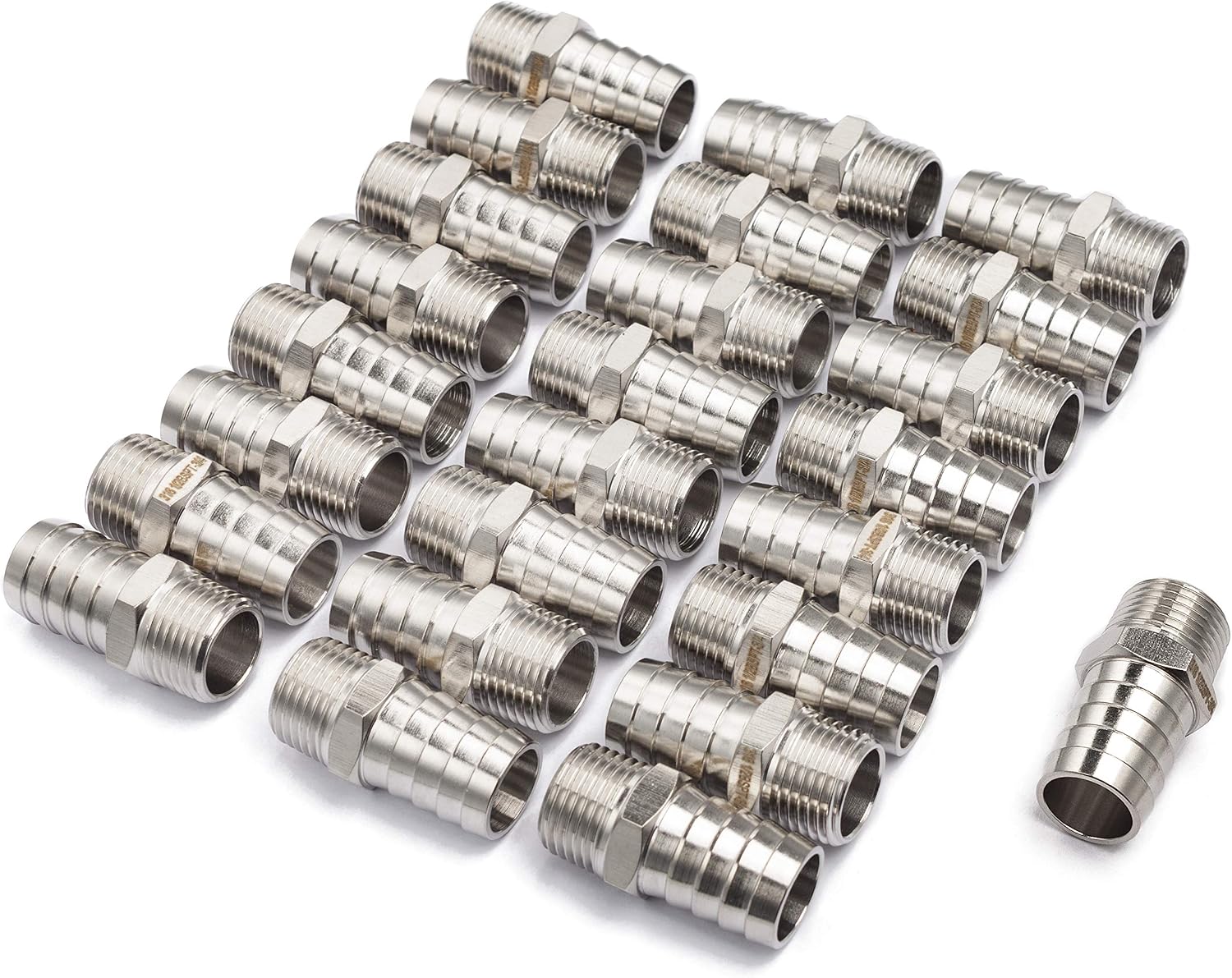 LTWFITTING Stainless Steel 316 Barbed Fitting Connector 1/2" Male BSPT x 3/4"(19mm) Hose Barb Fuel Gas Water (Pack of 25)