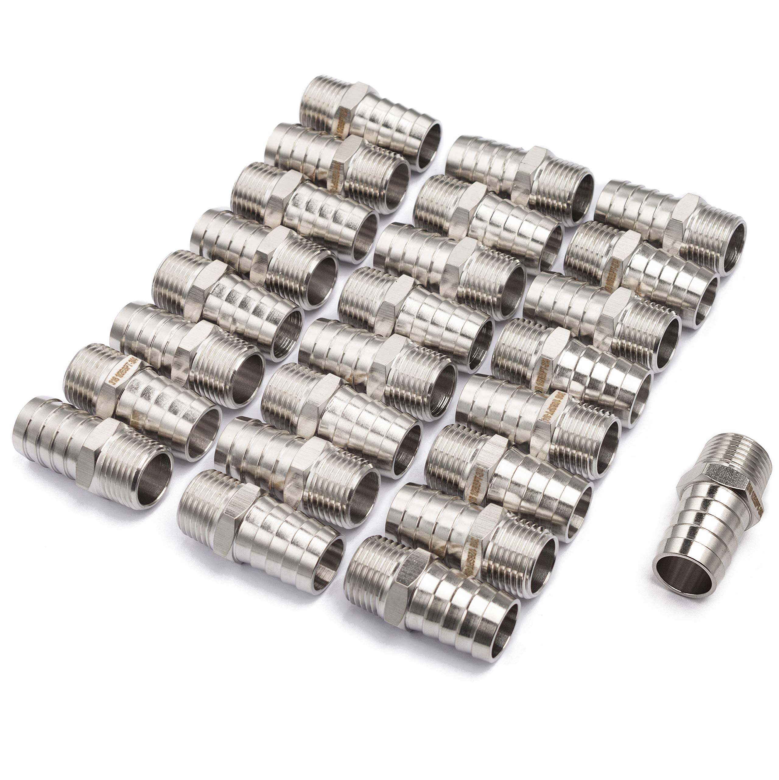LTWFITTING Stainless Steel 316 Barbed Fitting Connector 1/2" Male BSPT x 3/4"(19mm) Hose Barb Fuel Gas Water (Pack of 25)