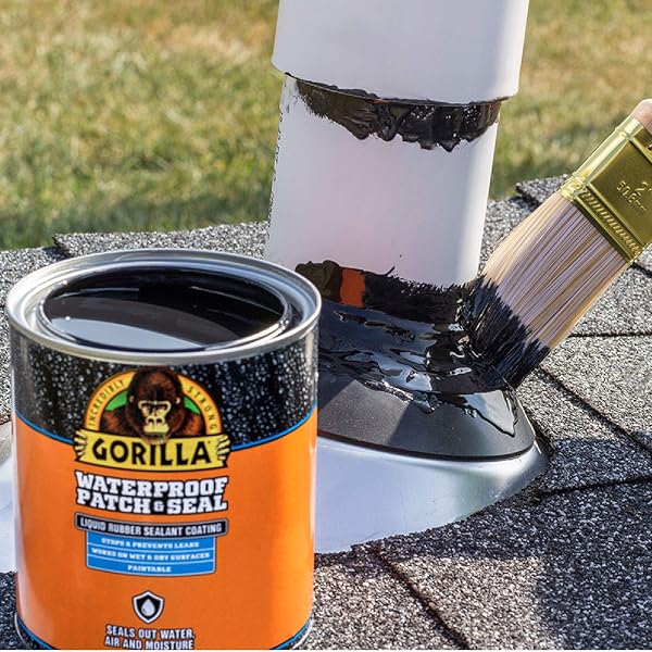 GORILLA PATCH & SEAL LIQUID RUBBER WATERPROOF SEALANT, BLACK, 32 OUNCE (PACK OF 1) – SEALS OUT WATER, AIR, AND MOISTURE