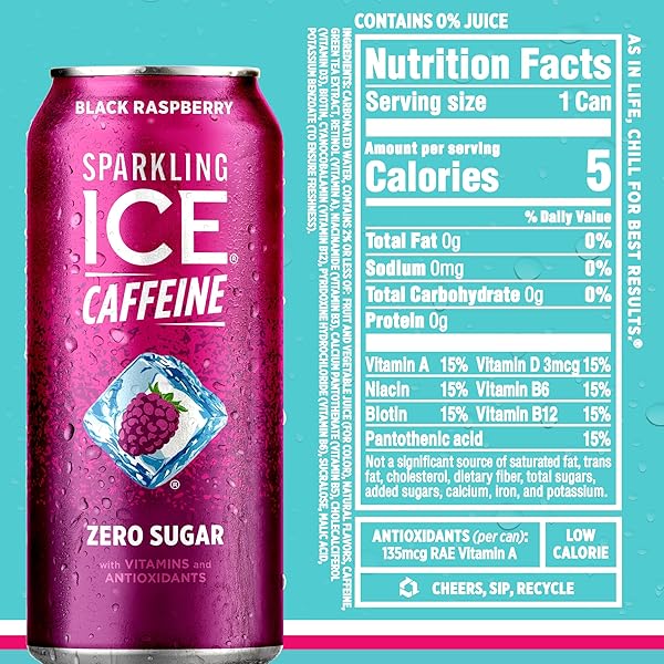 SPARKLING ICE CAFFEINE VARIETY PACK, FLAVORED SPARKLING WATER, ZERO SUGAR, WITH VITAMINS AND ANTIOXIDANTS, 16 FL OZ, 12 COUNT (CITRUS TWIST, BLACK RASPBERRY, BLUE RASPBERRY, STRAWBERRY CITRUS)