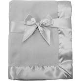 TL Care Fleece Blanket (30" x 40") with Silk-Like Satin Trim, Soft, Warm &amp; Cozy, Gray, for Boys and Girls, Perfect for Baby Carrier, Stroller, Travel and Gifting