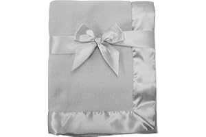 TL Care Fleece Blanket (30" x 40") with Silk-Like Satin Trim, Soft, Warm & Cozy, Gray, for Boys and Girls, Perfect for Baby Carrier, Stroller, Travel and Gifting