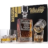 Personalized Whiskey Decanter Set – Custom 5-Pc Liquor Gift Set with 4 Glasses & Engraved Decanter – 800ml – Men’s Gift, Housewarming, Retirement, #3