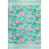 Lilly Pulitzer Oversized Pool/Beach Towel, 40 x 70, Large Terry Cloth Towel for Adults, Pink/Green Palm Tree Print, Suite Views