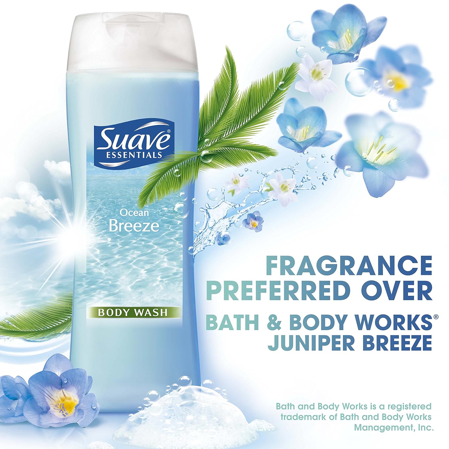 Suave Essentials Body Wash with Vitamin E Ocean Breeze Fragrance Bodywash and Shower Gel 15 oz (Pack of 6) : Bath And Shower Gels : Beauty